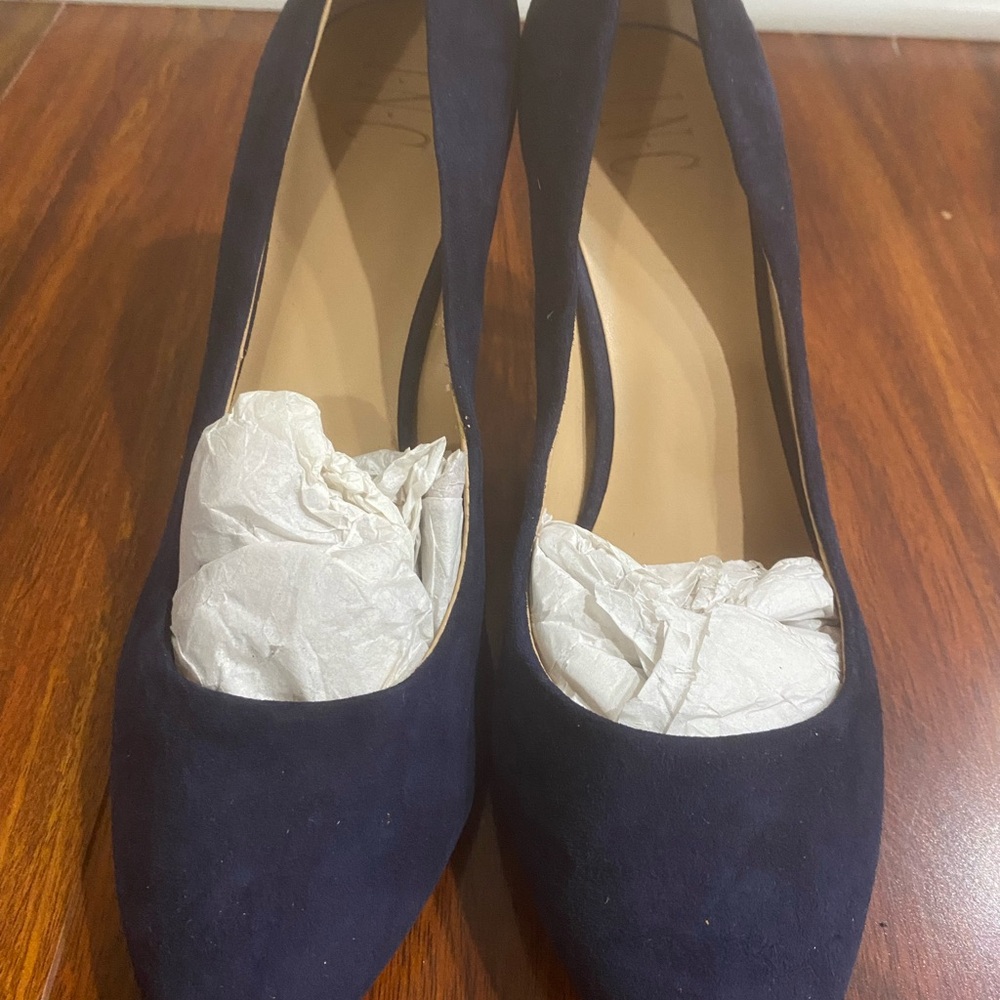 Suede Navy Heels